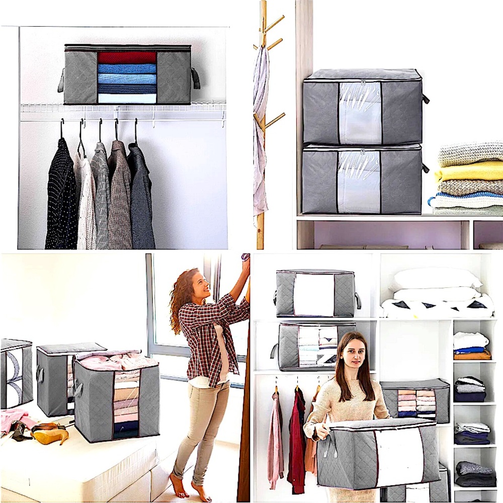 Large Storage Bag Anti Dust Clothes Quilt Blanket Clear Window Home Organizer